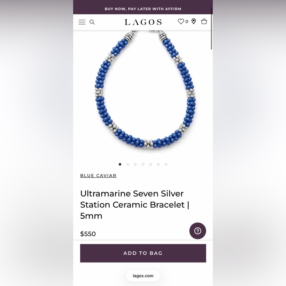 Lagos blue ceramic and silver bracelet *Size Small*